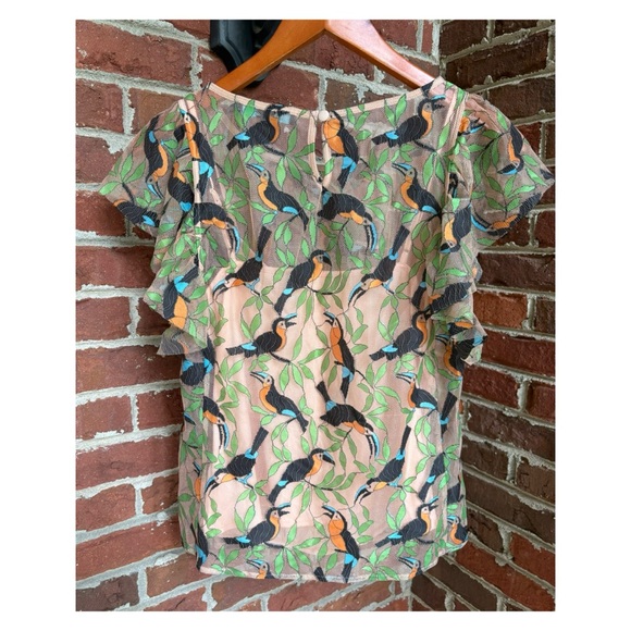 NWOT Anthropologie Eva Franco Bosque Embroidered Top in Chartreuse Size Small - Picture 9 of 15